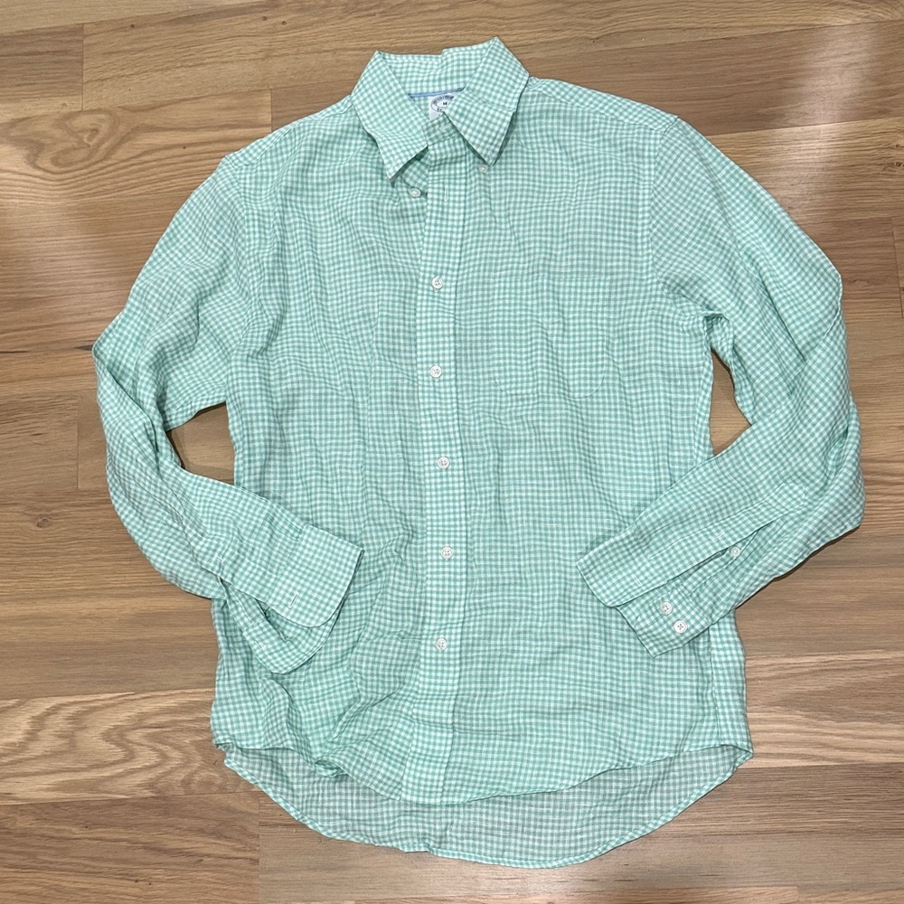 Brooks Brothers Mint Checkered Button Down Shirt